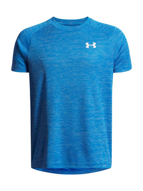 Polera manga corta de entrenamiento para niño Tech Textured azul Under Armour